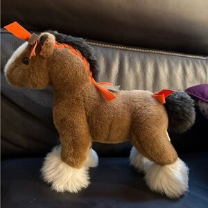 Hermes Plush Horse with Brown and White Fur